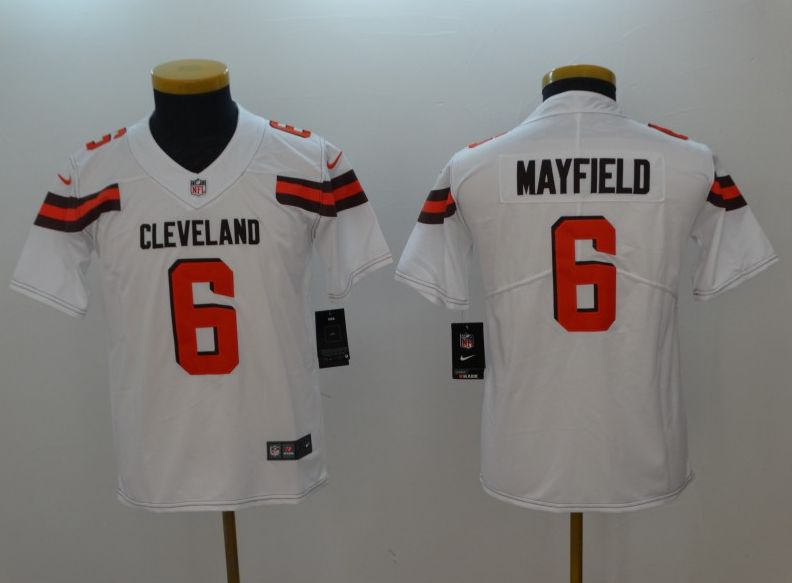 Youth Cleveland Browns #6 Mayfield White Nike Vapor Untouchable Playe NFL Jerseys->women nfl jersey->Women Jersey